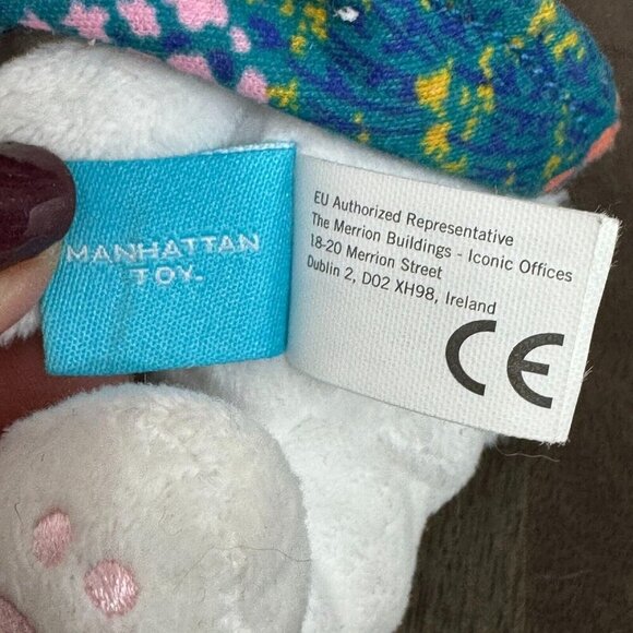 Manhattan Toy Fairytale White Rabbit Plush Baby Travel Toy with Teether Clip On - Picture 8 of 11